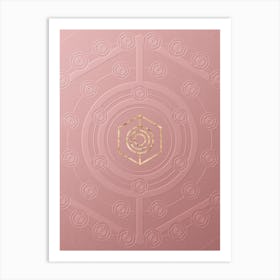 Geometric Gold Glyph on Circle Array in Pink Embossed Paper n.0060 Art Print