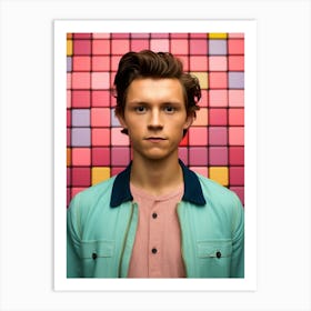 Young Man In Front Of Colorful Tiles Art Print