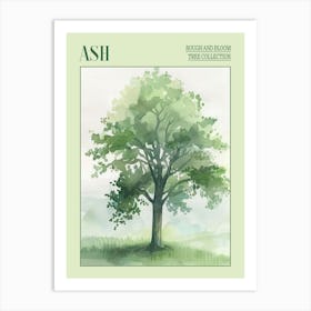 Ash Tree Atmospheric Watercolour Painting 1 Poster Art Print