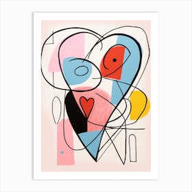 Abstract Heart Line Illustration Colours 1 Art Print