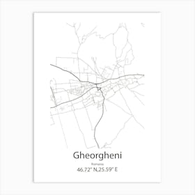 Gheorgheni,Romania Minimalist Map Art Print