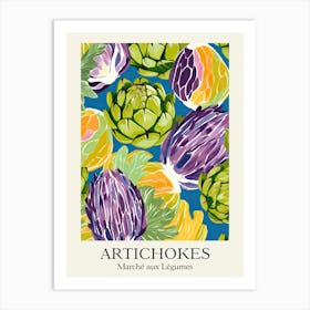 Marche Aux Legumes Artichokes Summer Illustration 2 Art Print