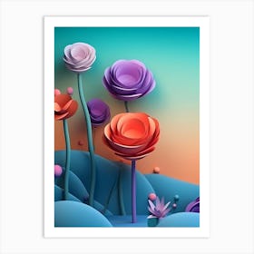 3d Flowers Art Print