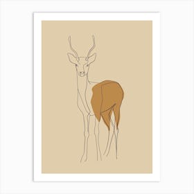 Deer Drawing - Boho, Line Art Art Print