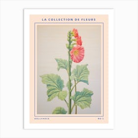 Hollyhock 2 French Flower Botanical Poster Art Print