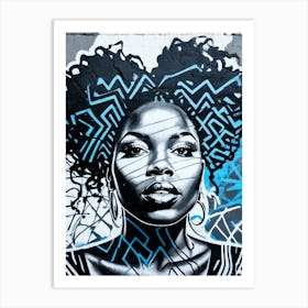 Graffiti Mural Of Beautiful Black Woman 54 Art Print