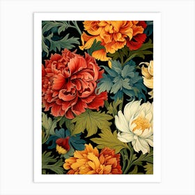 Peony Flower Pattern Art Print