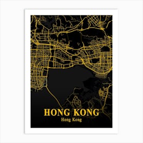 Hong Kong Gold City Map 1 Art Print