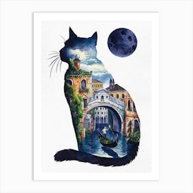 Cat In Venice 2 Art Print