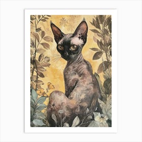 Devon Rex Cat Japanese Illustration 4 Art Print