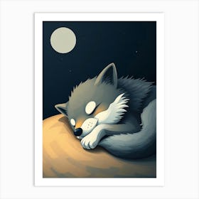 Wolf Sleeping At Night Póster