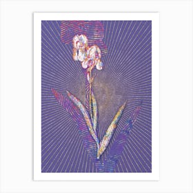 Geometric Tall Bearded Iris Mosaic Botanical Art on Veri Peri Art Print