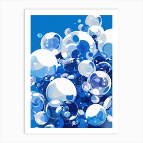 Blue Bubbles On Blue Background Art Print