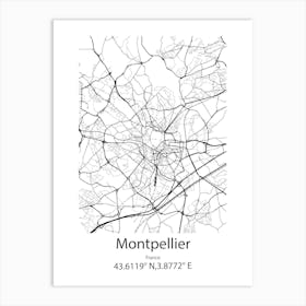 Montpellier,France Minimalist Map Art Print