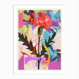 Carnation5 Neon Flower Collage Art Print