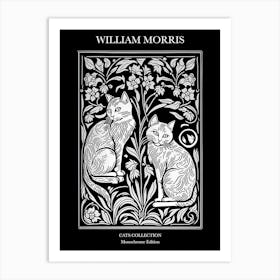 William Morris  Style Cats Collection Black And White 1 Art Print
