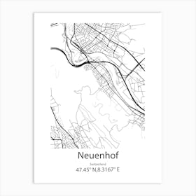 Neuenhof,Switzerland Minimalist Map Art Print