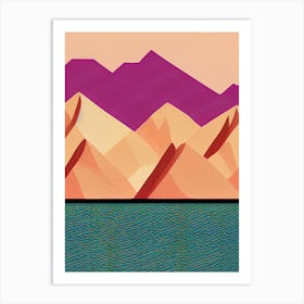 Purple Mountains Dusk Wood Block Peach Neutral Tones Art Print