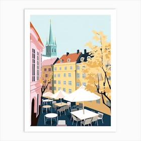 Gothenburg, Sweden, Flat Pastels Tones Illustration 2 Art Print