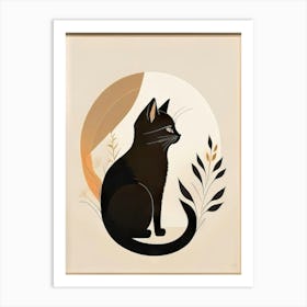 black cat mininalist portrait 15 Art Print