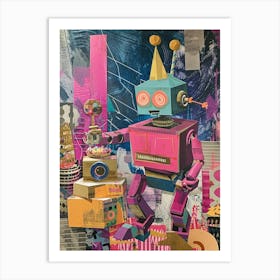 Retro Robot Kitsch Birthday Party 4 Art Print