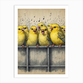 Yellow Finches Singing Art Print