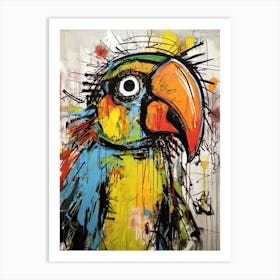 Neo-Expressionist Flight: Parrots in Basquiat's style Art Print