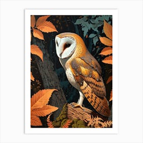 Barn Owl Relief Illustration 2 Art Print