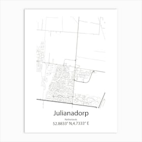 Julianadorp,Netherlands Minimalist Map Art Print