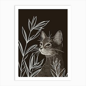 European Shorthair Cat Minimalist Illustration 1 Art Print