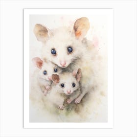 Light Watercolor Painting Of A Mother Possum 1 Art Print