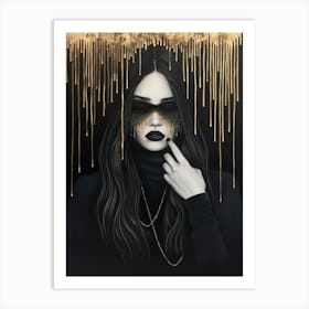 Gold Dripping Girl Art Print