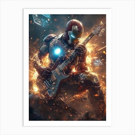 Iron Man Playing Guitar Art Print