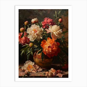 Baroque Floral Still Life Peony 3 Art Print