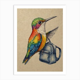 Hummingbird With Backpack 3 Art Print