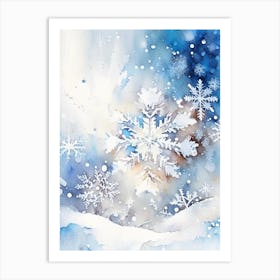 Snowflakes In The Snow,  Snowflakes Storybook Watercolours 2 Art Print