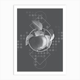 Vintage Snow Calville Apple Botanical with Line Motif and Dot Pattern in Ghost Gray n.0130 Art Print