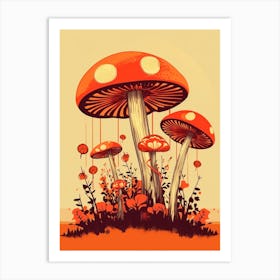 Retro Mushrooms 2 Art Print
