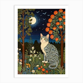 William Morris Cat In The Moonlight 8 Art Print