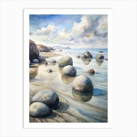 A Depiction Of The Moeraki Boulders Perfectly Rou (1) Art Print