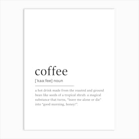 Coffee Definition Poster - Dictionary Art Print