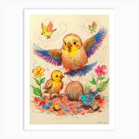 Colorful Birds 1 Art Print