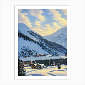 Hemsedal, Norway Ski Resort Vintage Landscape 1 Skiing Poster Art Print