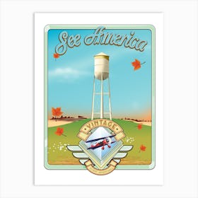 See America Vintage Water Tower travel Art Print