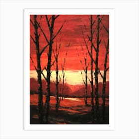 Sunset Over Trees Art Print