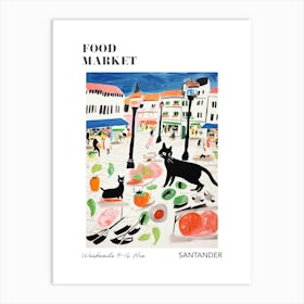 The Food Market In Santander 2 Illustration Poster Art Print