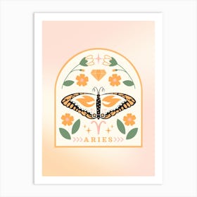 Zodiac Butterfly Aries Art Print