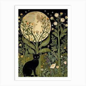 William Morris Black Cat In The Moonlight 9 Art Print