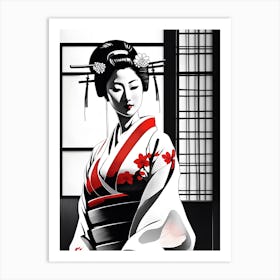 Traditional Japanese Art Style Geisha Girl 25 Art Print