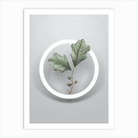 Vintage Bear Oak Leaves Minimalist Flower Geometric Circle on Soft Gray n.0098 Art Print